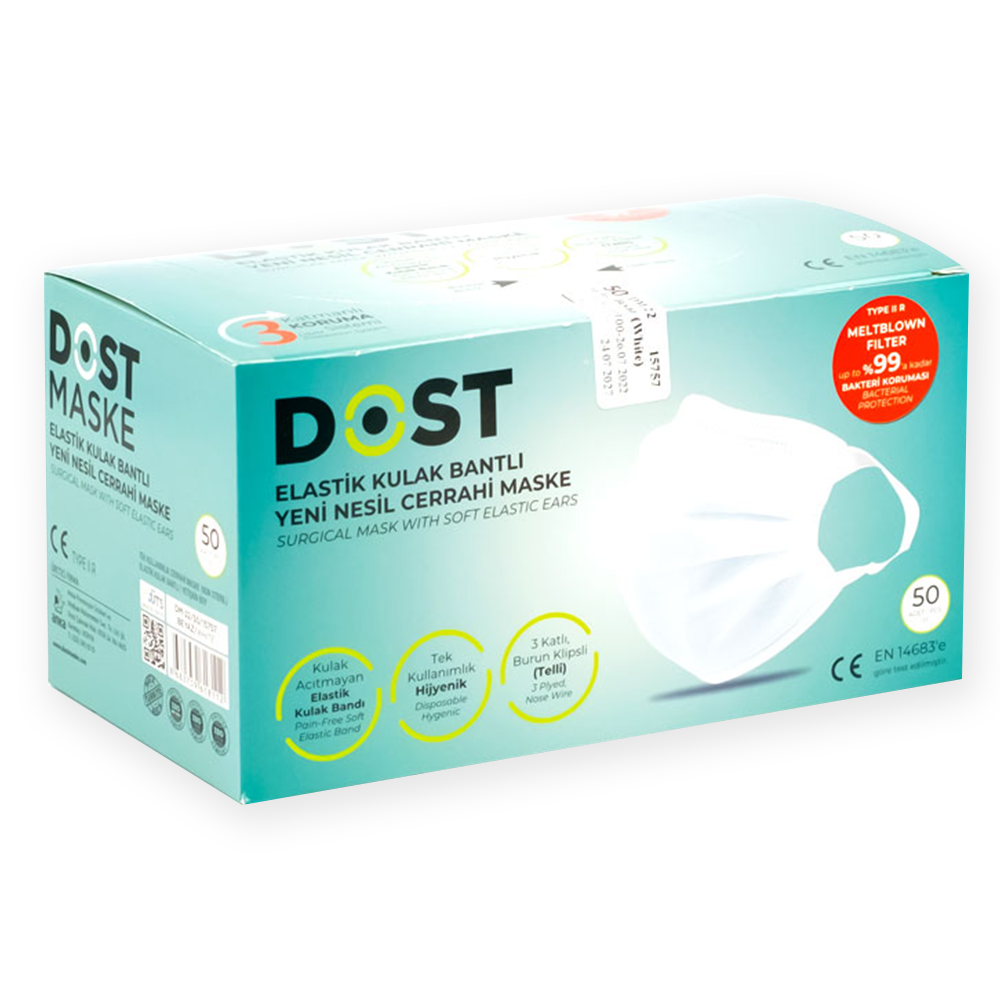 Dost – New Generation Surgical Mask with Elastic Ear Band Meltblown Filter || Dost Mask